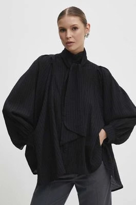 Zdjęcie produktu Answear Lab koszula damska kolor czarny relaxed z wiązanym dekoltem