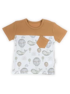 Zdjęcie produktu Bawełniany t-shirt dla niemowlaka z kieszonką- wieloryby i balony Nicol