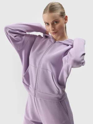 Zdjęcie produktu Bluza dresowa rozpinana z dodatkiem modalu damska - fioletowa 4F