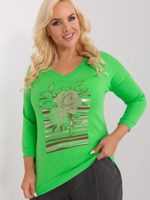 Zdjęcie produktu Bluzka plus size z kwiatowym printem jasny zielony RELEVANCE