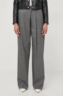 Zdjęcie produktu BOSS spodnie wełniane kolor szary proste high waist