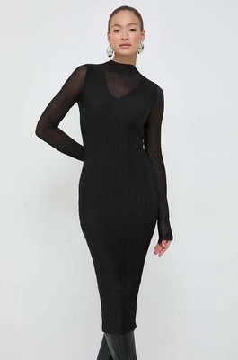 Zdjęcie produktu BOSS sukienka kolor czarny midi dopasowana