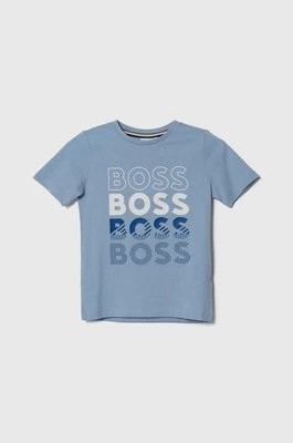 Zdjęcie produktu BOSS t-shirt bawełniany dziecięcy kolor niebieski z nadrukiem