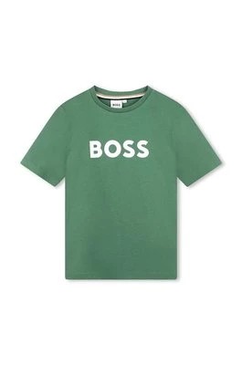 Zdjęcie produktu BOSS t-shirt bawełniany dziecięcy kolor zielony z nadrukiem
