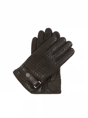 Zdjęcie produktu Brązowe rękawiczki męskie z efektownie plecioną skórą Kazar