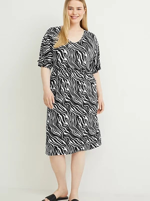 Zdjęcie produktu C&A Sukienka z dekoltem w szpic-ze wzorem, Czarny, Rozmiar: 46