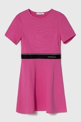 Zdjęcie produktu Calvin Klein Jeans sukienka dziecięca kolor różowy mini rozkloszowana