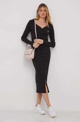 Zdjęcie produktu Calvin Klein Jeans sukienka kolor czarny midi prosta