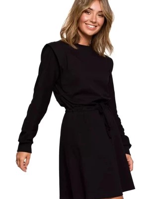 Zdjęcie produktu Czarna bawełniana sukienka sportowa rozkloszowana z długim rękawem Be Active