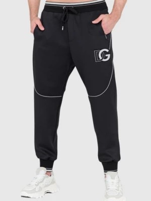 Zdjęcie produktu DOLCE & GABBANA Czarne spodnie dresowe z dużym logo Dolce and Gabbana