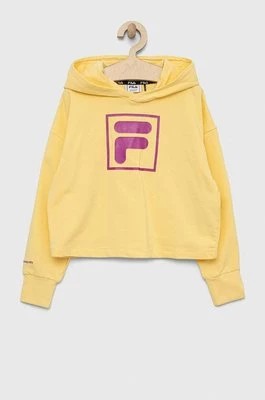 Zdjęcie produktu Fila bluza dziecięca kolor żółty z kapturem z nadrukiem