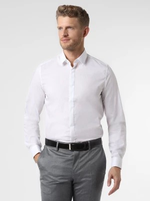 Zdjęcie produktu Finshley & Harding London Koszula męska z wywijanymi mankietami Mężczyźni Slim Fit Bawełna biały jednolity kołnierzyk kent,