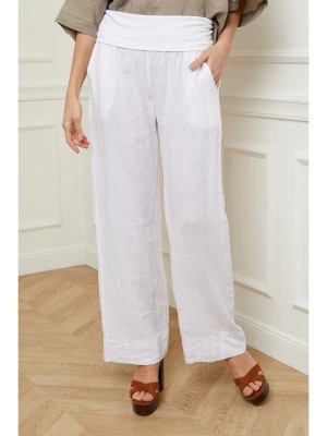Zdjęcie produktu Fleur de Lin Lniane spodnie "Astrid" w kolorze białym rozmiar: M