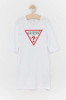 Zdjęcie produktu Guess Sukienka bawełniana dziecięca kolor biały mini prosta