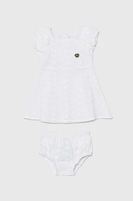 Zdjęcie produktu Guess sukienka bawełniana niemowlęca kolor biały mini rozkloszowana
