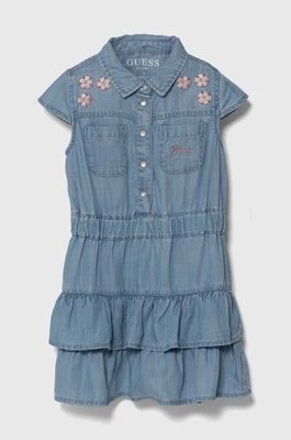 Zdjęcie produktu Guess sukienka dziecięca kolor niebieski mini rozkloszowana