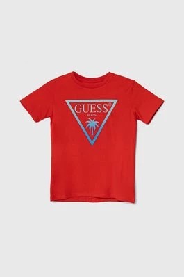 Zdjęcie produktu Guess t-shirt dziecięcy kolor czerwony z nadrukiem