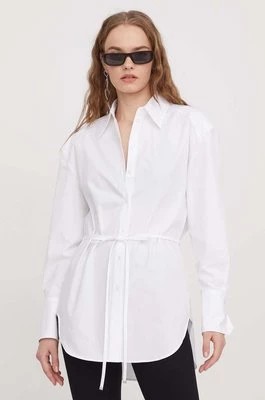 Zdjęcie produktu HUGO koszula bawełniana damska kolor biały relaxed z kołnierzykiem klasycznym 50513277
