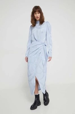 Zdjęcie produktu HUGO sukienka kolor niebieski maxi rozkloszowana 50515220