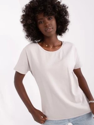 Zdjęcie produktu Jasnoszara bluzka damska na co dzień z krótkim rękawem Lily Rose