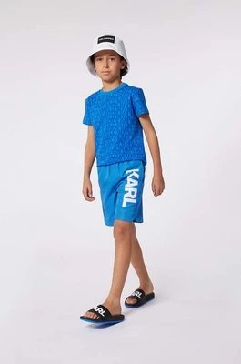 Zdjęcie produktu Karl Lagerfeld t-shirt bawełniany dziecięcy kolor niebieski wzorzysty