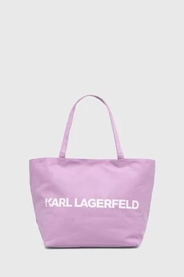 Zdjęcie produktu Karl Lagerfeld torebka bawełniana kolor fioletowy