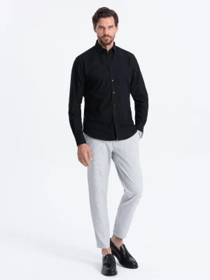 Zdjęcie produktu Koszula męska z tkaniny w stylu Oxford REGULAR - czarna V3 OM-SHOS-0114
 -                                    L
