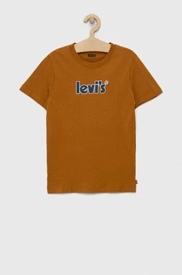Zdjęcie produktu Levi's t-shirt bawełniany dziecięcy kolor brązowy z nadrukiem