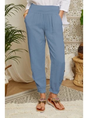 Zdjęcie produktu Lin Passion Lniane spodnie w kolorze niebieskim rozmiar: 34/36