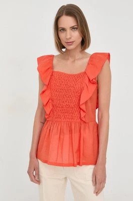 Zdjęcie produktu Marella bluzka bawełniana damska kolor pomarańczowy gładka