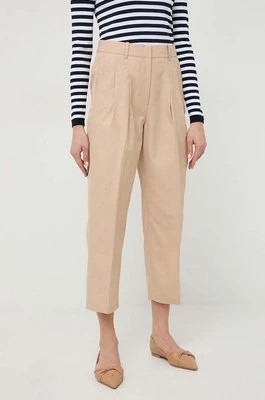 Zdjęcie produktu MICHAEL Michael Kors spodnie damskie kolor beżowy fason cygaretki high waist