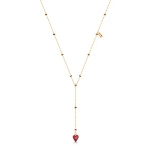 Zdjęcie produktu Naszyjnik srebrny pozłacany pokryty emalią - serce - Queen of Hearts Queen of Hearts - Biżuteria YES