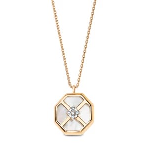 Zdjęcie produktu Naszyjnik złoty z masą perłową i cyrkoniami - Art Deco Art Deco - Biżuteria YES