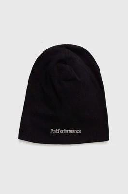 Zdjęcie produktu Peak Performance czapka bawełniana kolor czarny z cienkiej dzianiny bawełniana