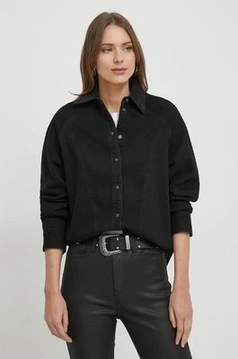 Zdjęcie produktu Pepe Jeans koszula jeansowa damska kolor czarny regular z kołnierzykiem klasycznym