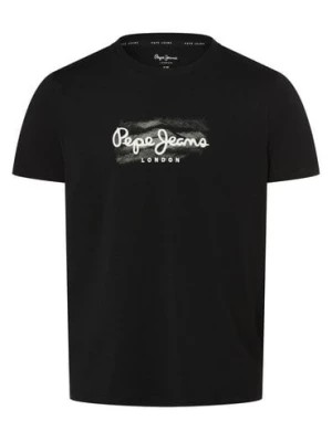 Zdjęcie produktu Pepe Jeans Koszulka męska - Castle Mężczyźni Bawełna czarny nadruk,