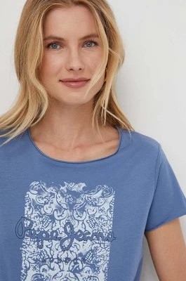 Zdjęcie produktu Pepe Jeans t-shirt bawełniany damski kolor niebieski