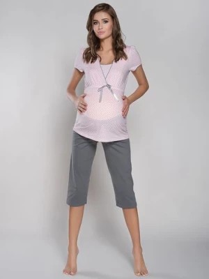 Zdjęcie produktu Piżama dla przyszłej mamy FELICITA krój 3/4 z kokardką Italian Fashion