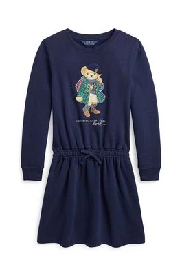 Zdjęcie produktu Polo Ralph Lauren sukienka dziecięca kolor granatowy mini rozkloszowana
