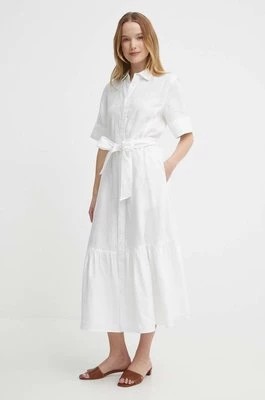 Zdjęcie produktu Polo Ralph Lauren sukienka lniana kolor biały midi rozkloszowana 211935828