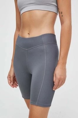 Zdjęcie produktu Reebok szorty do jogi kolor szary gładkie high waist