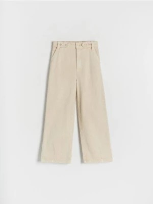 Zdjęcie produktu Reserved - Bawełniane spodnie z guzikami - kremowy