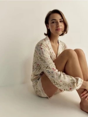 Zdjęcie produktu Reserved - Dwucześciowa piżama w kwiaty - kremowy