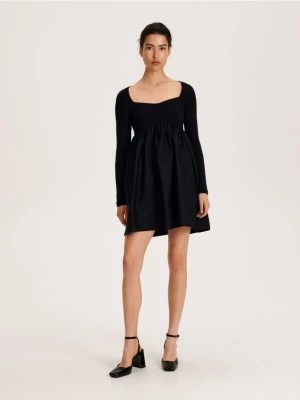 Zdjęcie produktu Reserved - Sukienka mini z łączonych materiałów - czarny