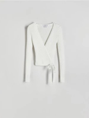Zdjęcie produktu Reserved - Sweter z wiązaniem - złamana biel