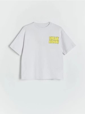 Zdjęcie produktu Reserved - T-shirt oversize z nadrukiem - jasnoszary