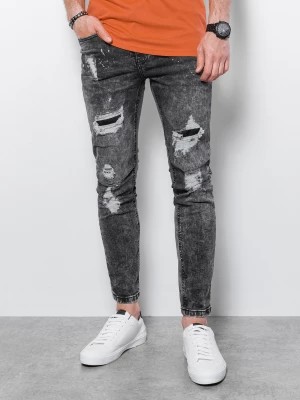 Zdjęcie produktu Spodnie męskie jeansowe z dziurami SLIM FIT - szare V2 P1065
 -                                    XL