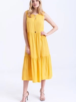 Zdjęcie produktu Sukienka bez rękawów falbany żółta Greenpoint