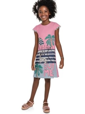 Zdjęcie produktu Sukienka z krótkim rękawem z napisem Summer - różowa Quimby