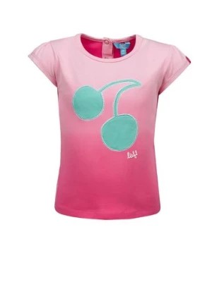 Zdjęcie produktu T-shirt dziewczęcy - różowy z zielonymi wisienkami - Lief